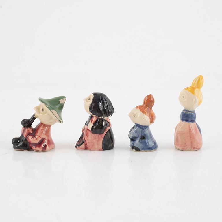 Leo Tykkyläinen, figurines, 9 pcs, ceramic, "Moomin", Arabia, 1950s.