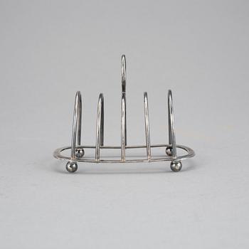 BRÖDSTÄLL, s k Toast rack, silver, London, 1887-88-tal. Vikt 64 g.