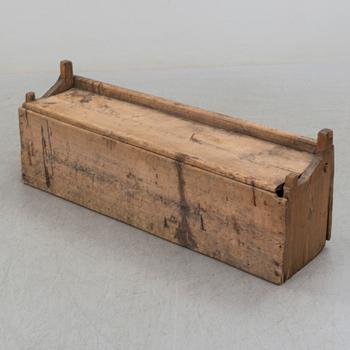 A 19th century pine bench.