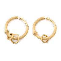 Ole Lynggaard, Earrings, a pair, "nature large hoop", 18K gold with three pendants, "nature hoop pendant" design by Charlotte Lynggaard.