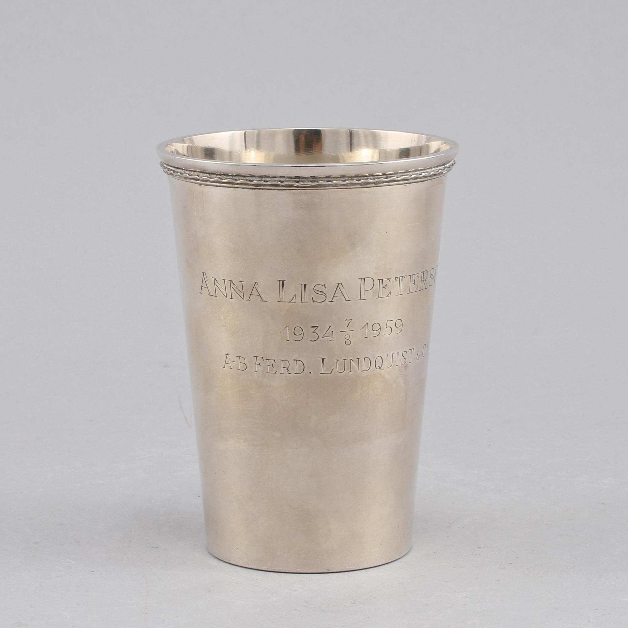 BÄGARE, silver, GAB, Stockholm 1958, vikt 165 g.