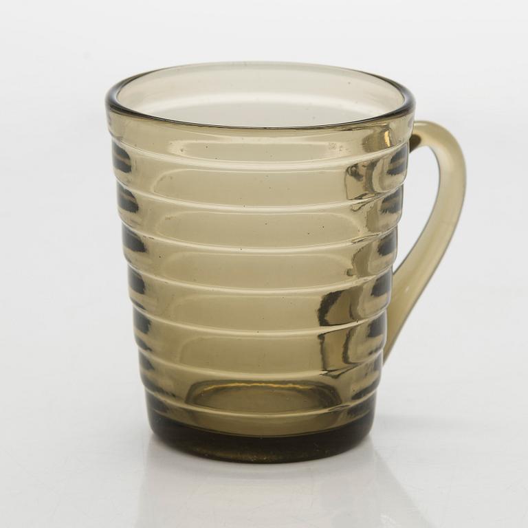 Aino Aalto, cup and plates, 3 pcs, "Bölgeblick" Karhula Glassworks 1930s.