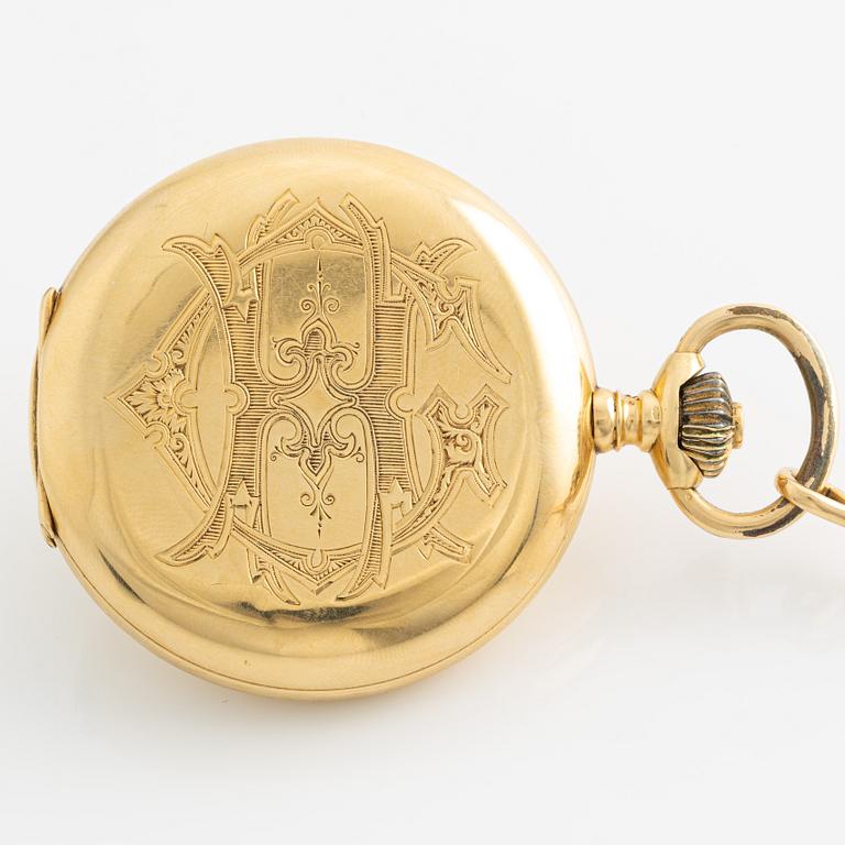 Omega, fickur, 18K guld, kedja i 18K guld, 51 mm.