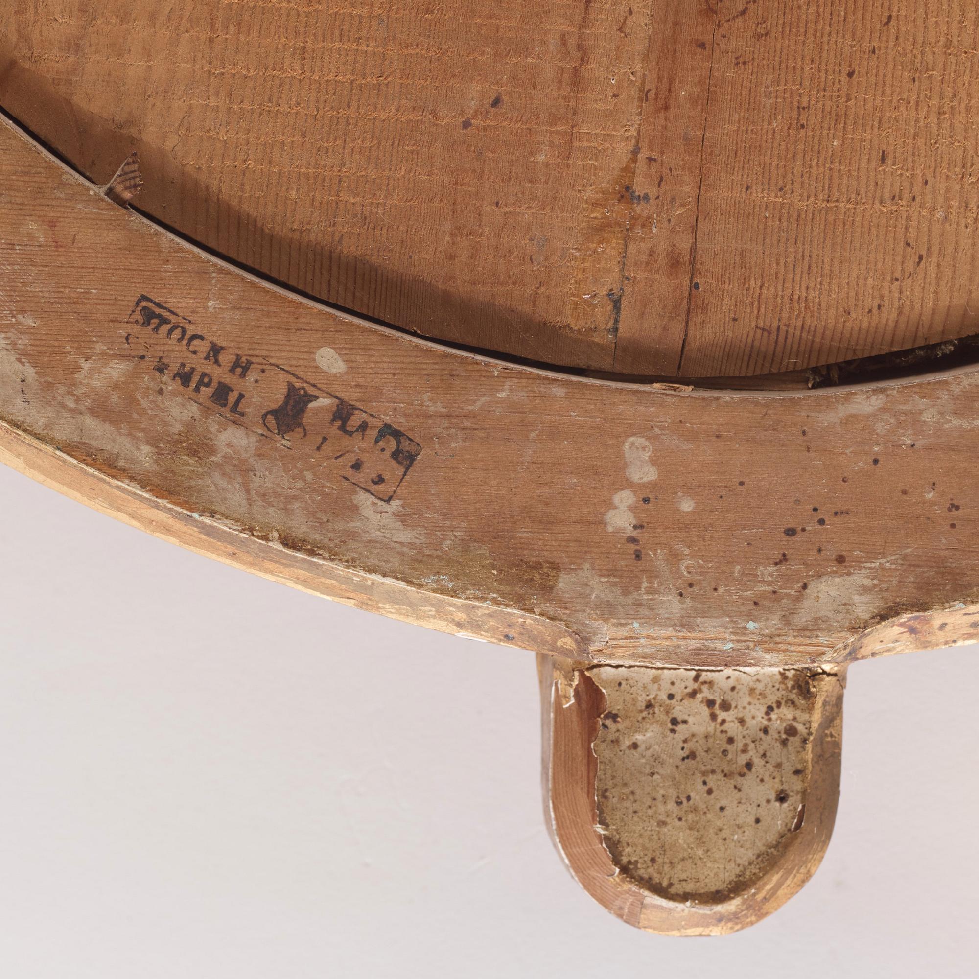 A pair of Gustavian two-light giltwood girandoles by J. Åkerblad (master 1756-1799).