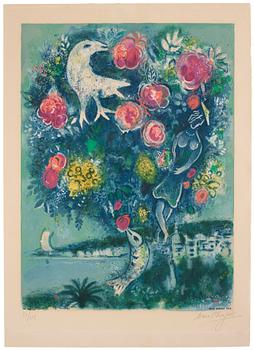 913. Marc Chagall After, "La Baie des Anges au bouquet de roses", from: "Nice et la Côte d 'Azur".