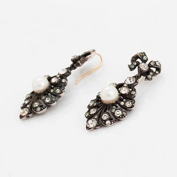 Earrings, brooch, and pendant silver with paste.