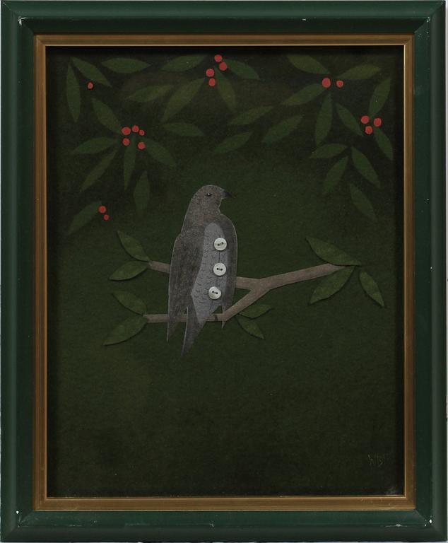 WIBEKE BECK FRIIS, textilcollage, monogramsign.