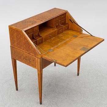 A Gustavian marquetry secretaire by Jonas Hultsten (master in Stockholm 1773-94).