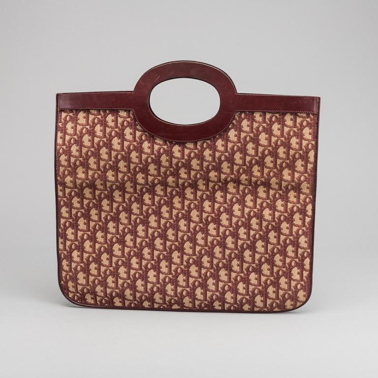 DIOR, ladies handbag, burgundy monogram canvas.