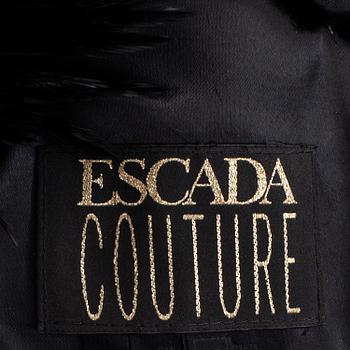ESCADA COUTURE, a wool dress with feather collar, size 40.