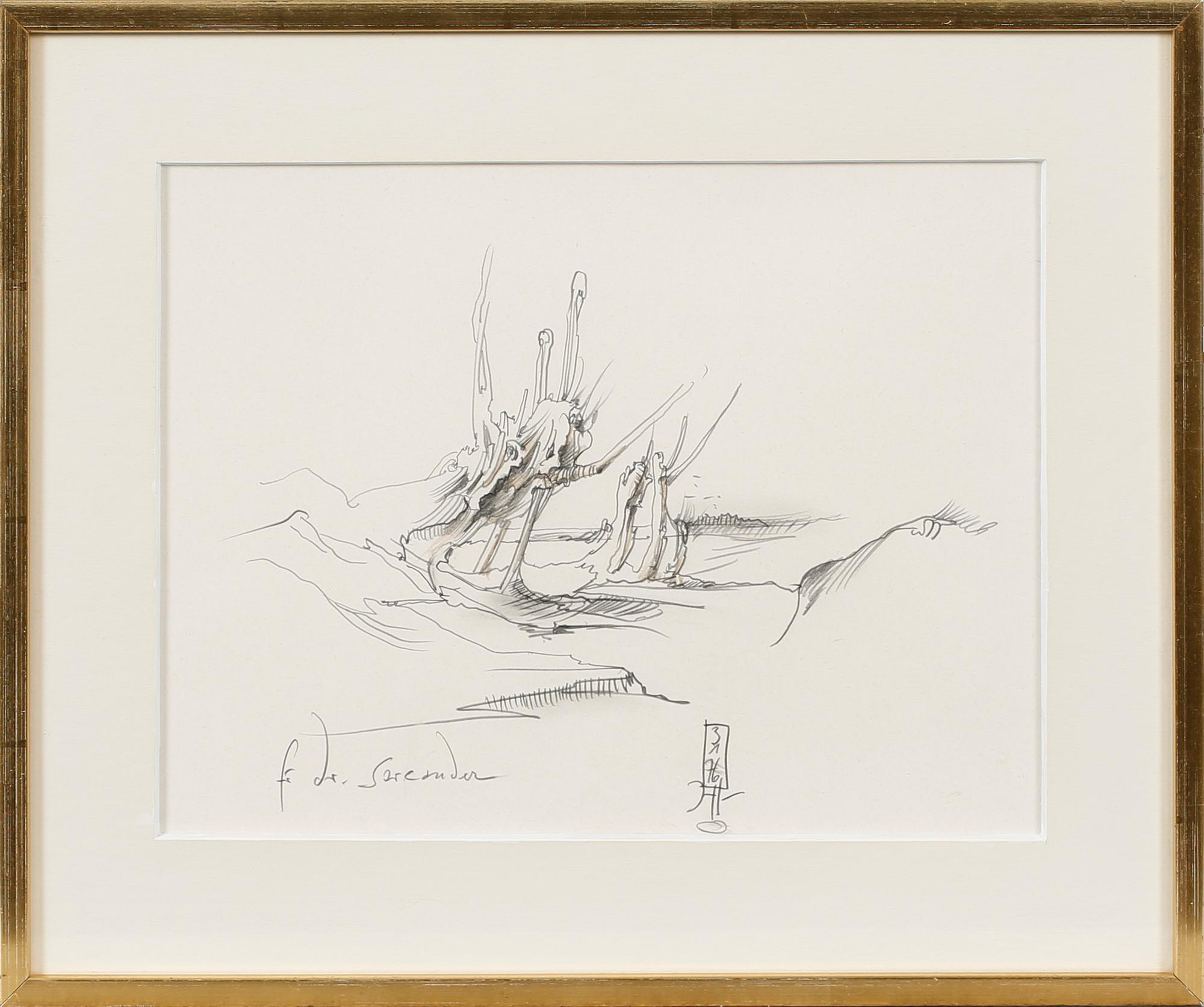 HORST JANSSEN, a drawing, signed HJ and dated 76.