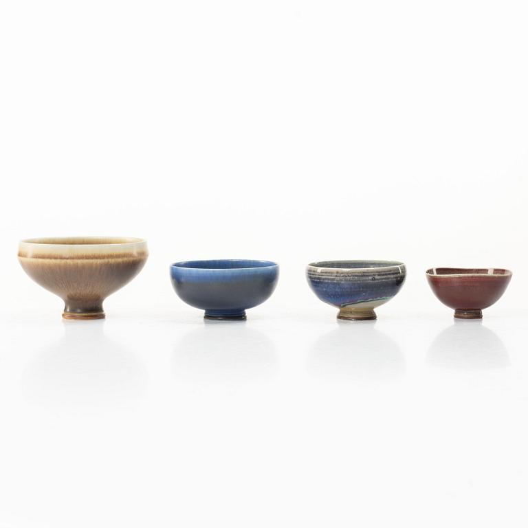 Berndt Friberg, a set oof four stoneware bowls, Gustavsberg Studio, 1960s–70s.