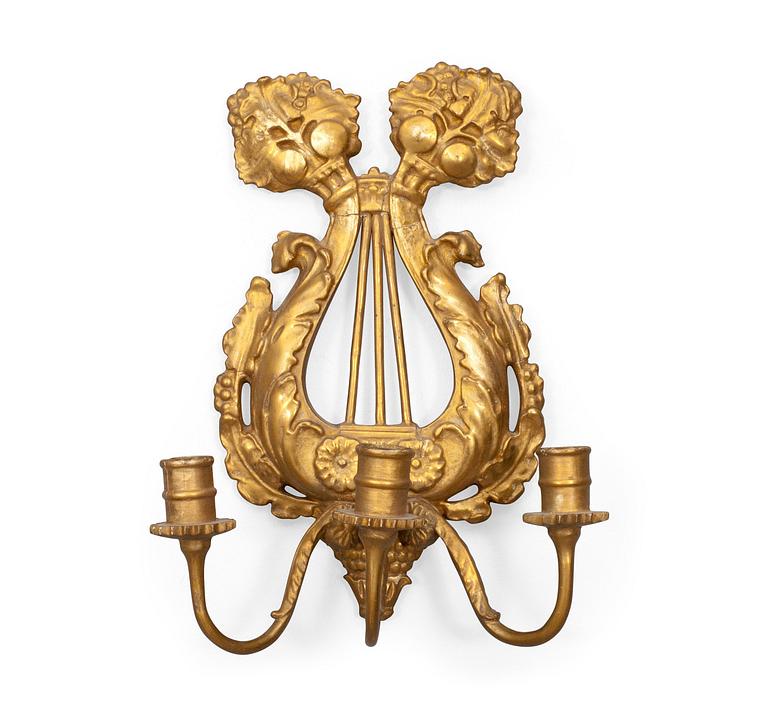 VÄGGLAMPETTER, 4 st, empire, 1800-talets början.