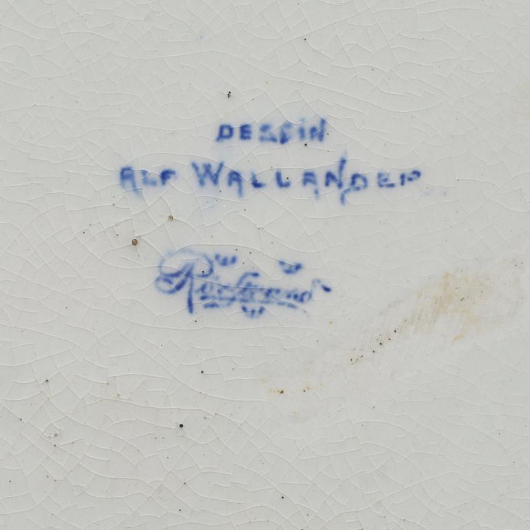 VAS OCH VINKARAFF, flintgods, "Dessin", Alf Wallander, Rörstrand, omkring år 1900.