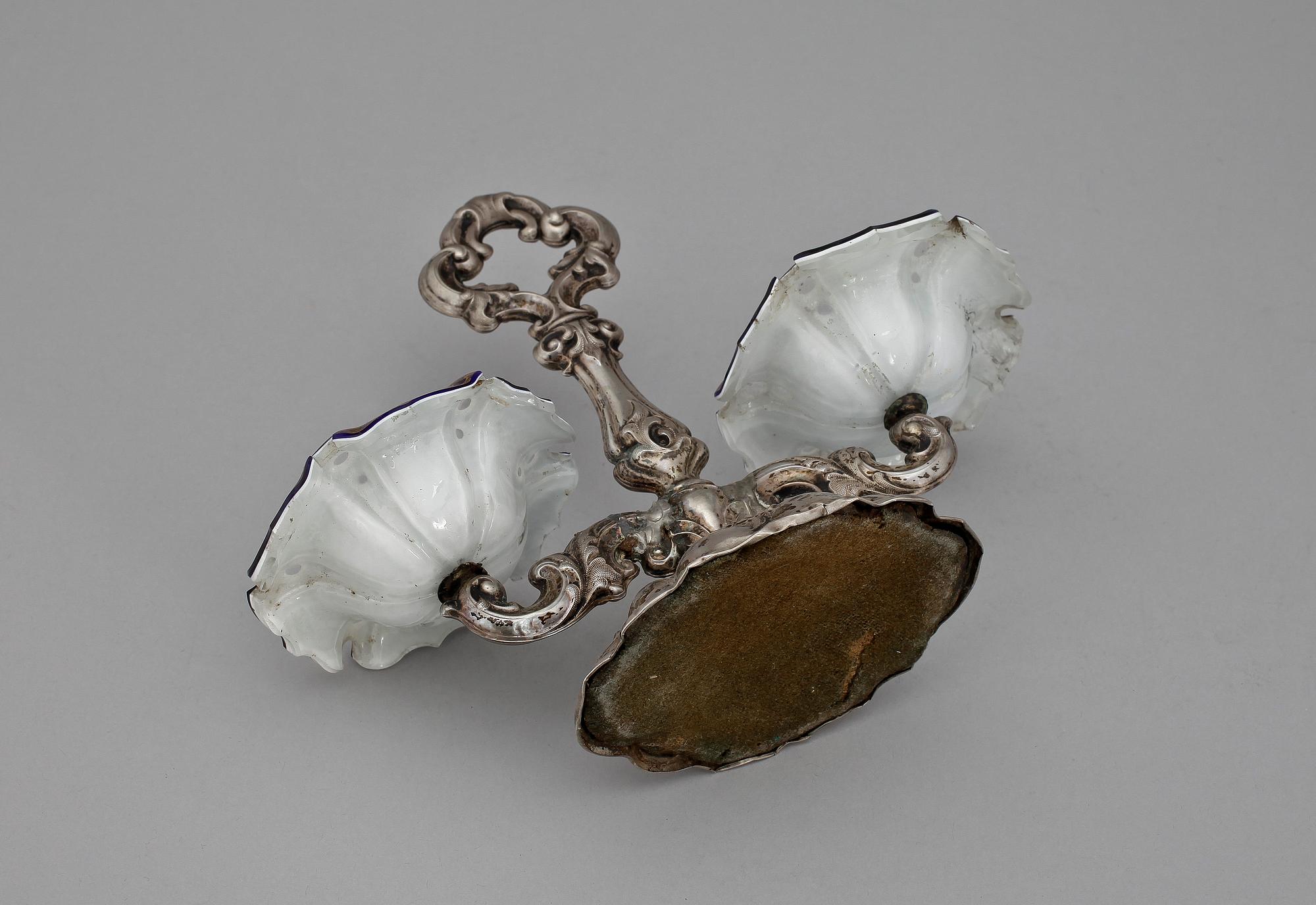 SALTKAR, silver, glas, nyrokoko, 1800-talets andra hälft.