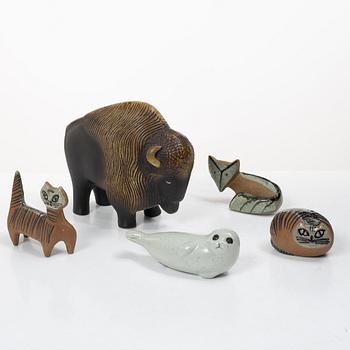Lisa Larson, Figurines, 5 pcs, stoneware, Gustavsberg.
