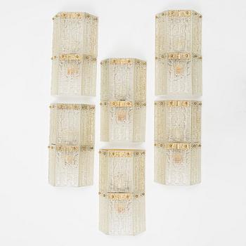 Six glass wall lights, second half of the 20th century.
