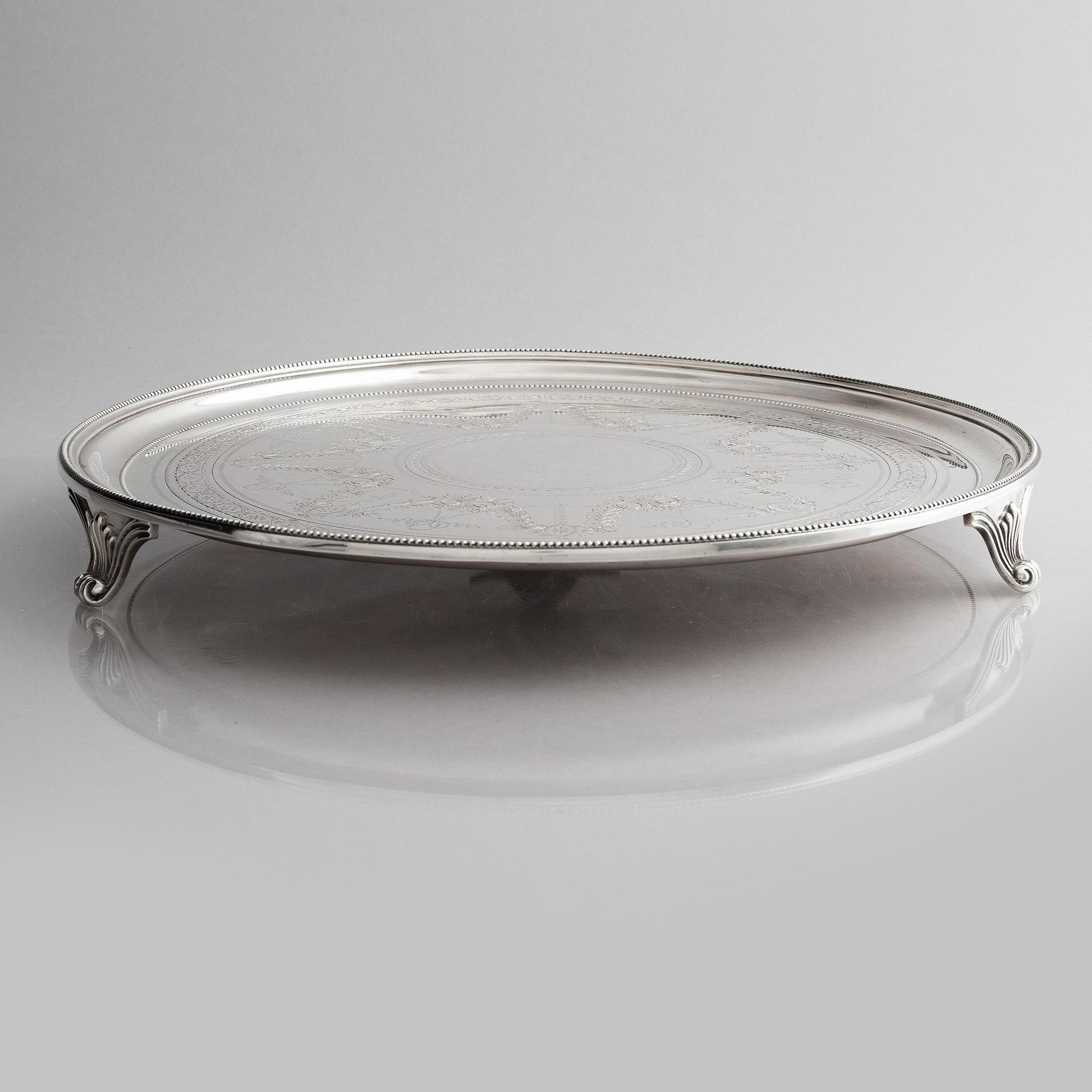 Richard Martin och Ebenezer Hall, bricka/salver, silver, London 1875.