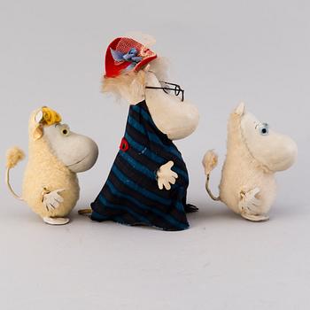 Three 1950s/early 60s Atelier Fauni Moomin characters, Finland.