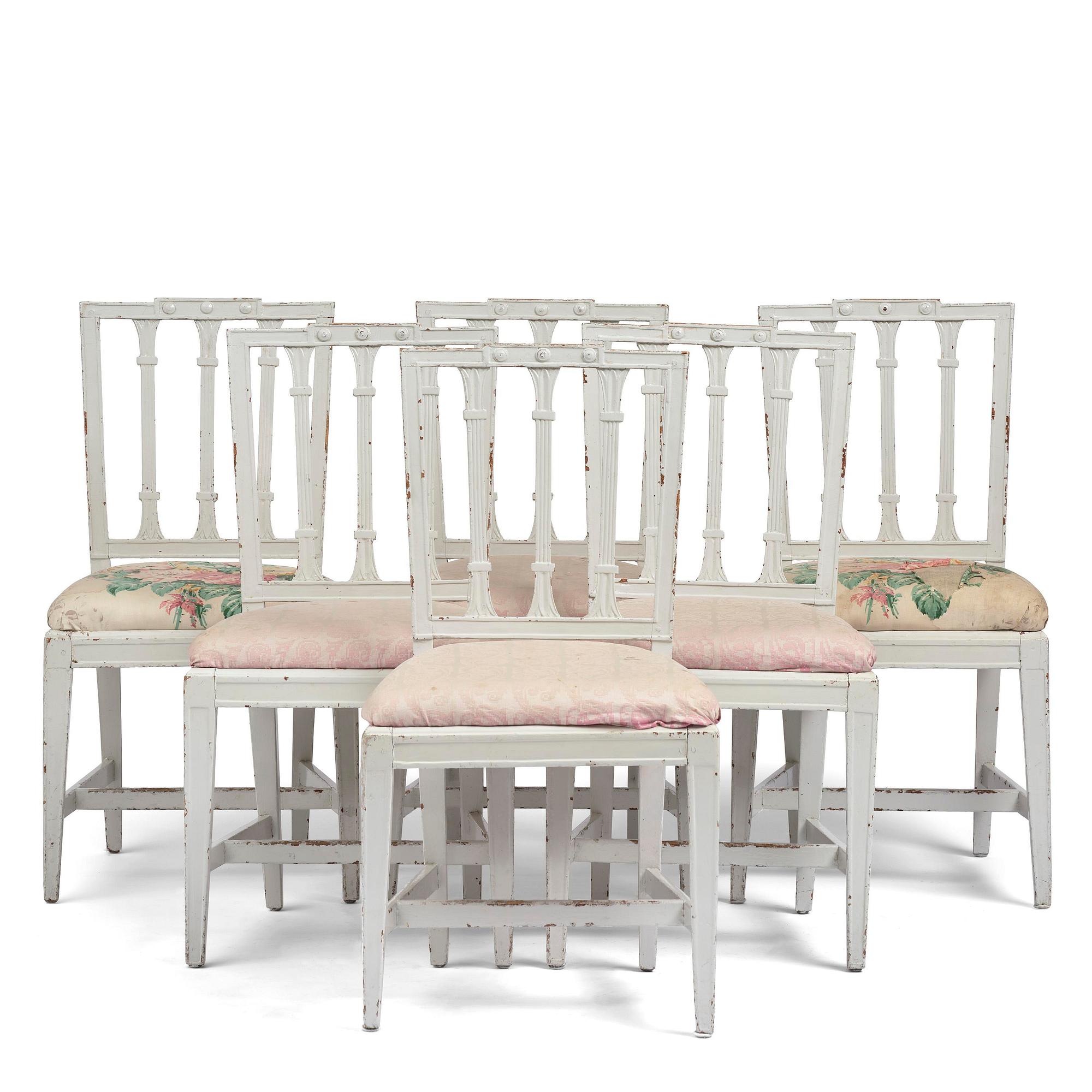 A set of six late Gustavian chairs by E. Öhrmark (master in Stockholm 1777-1813).