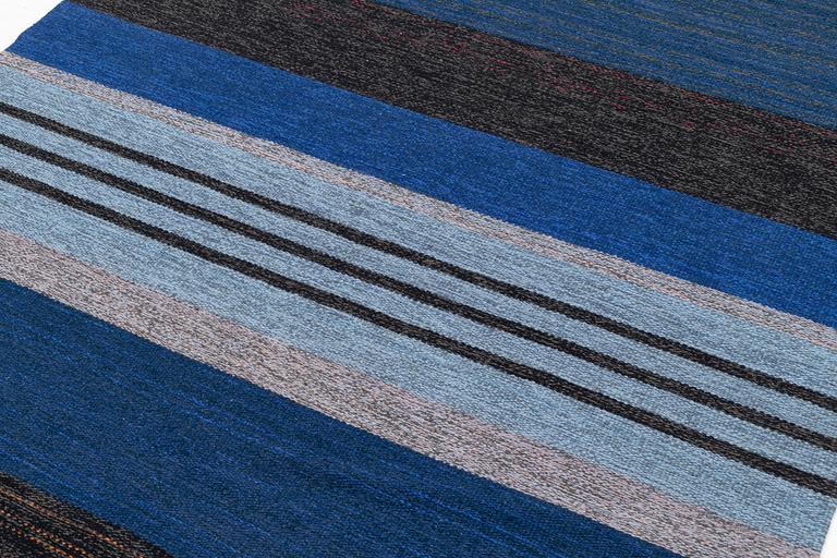 Inga-Mi Varneus Rydgren, a carpet, flat weave, c 216 x 149 cm, signed JLH IMV.