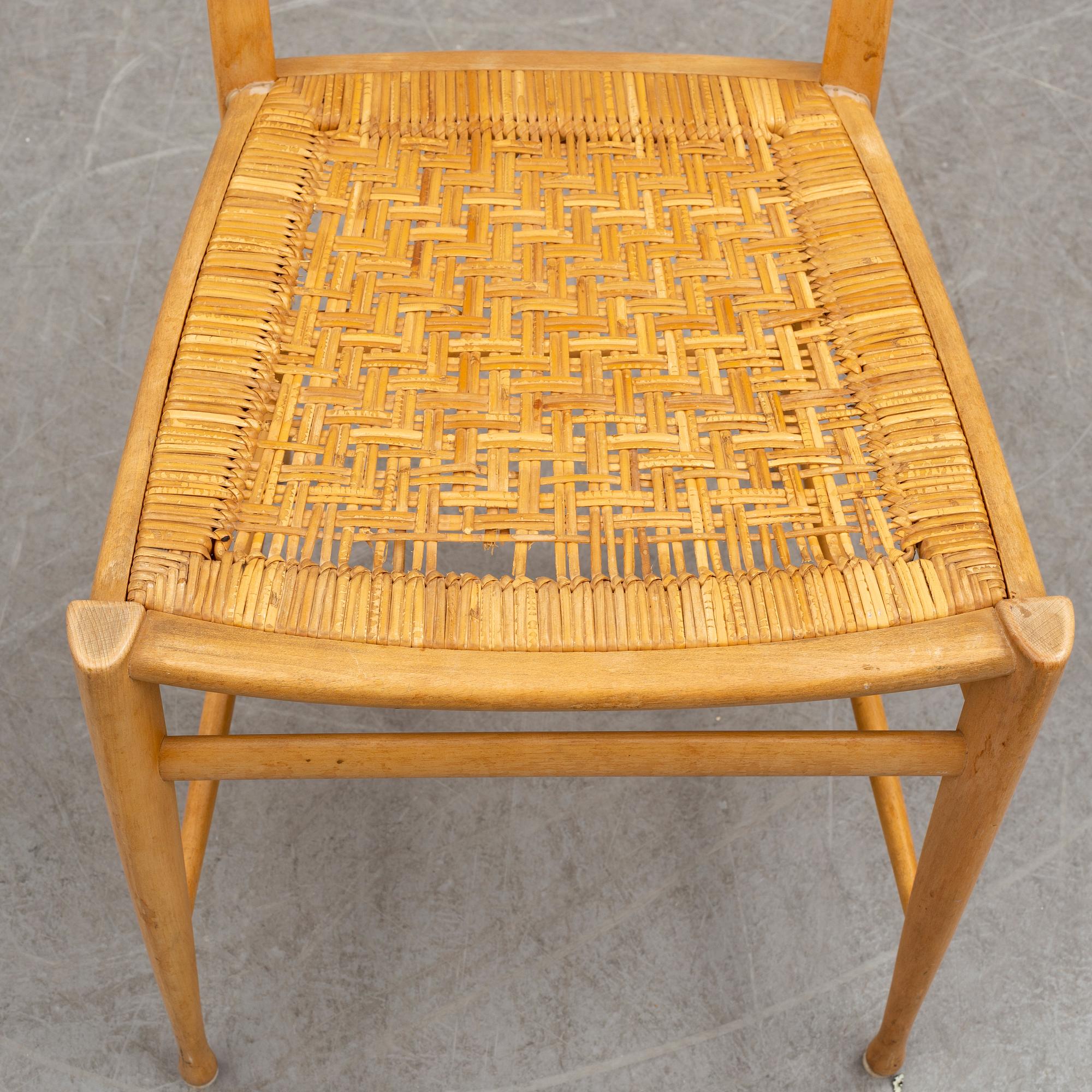 Two beech chairs, mid 20th Century.