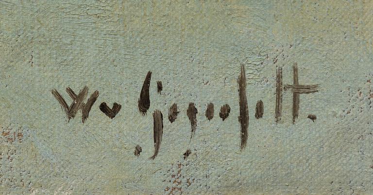 Wilhelm von Gegerfelt, Winter landscape with figures at dusk.