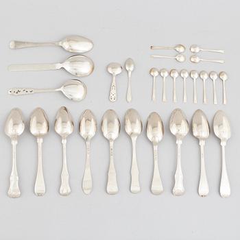 Cutlery, 27 pieces, silver, 18th-19th Century, mostly Sweden.