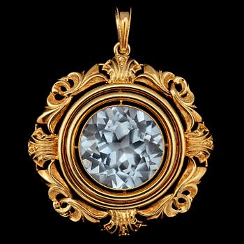 HÄNGE, 18k guld med fasettslipad topas. Vikt 5 g.