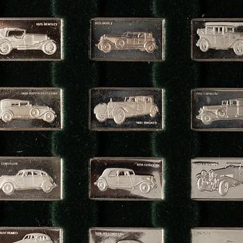 Franklin Mint, miniatures, 100 pcs, sterling silver, "The 100 Greatest Cars", 1975.