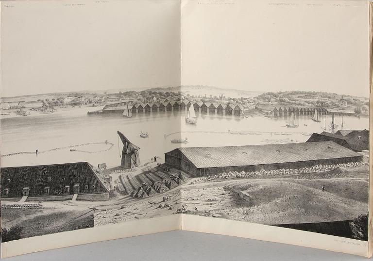 BOK. "Panorama de Stockholm. Pris du dôme de l'eglise de l'île de l'amirauté. C J Billmark 1845.
