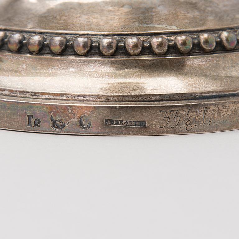 LJUSSTAKAR ETT PAR, gustavianska, silver, Arvid Floberg, Stockholm 1791.