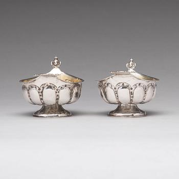 A pair of Swedish 18th century parcel-gilt silver brandy-bowls, mark of Otto Henrik Sjöberg, Falun 1748.