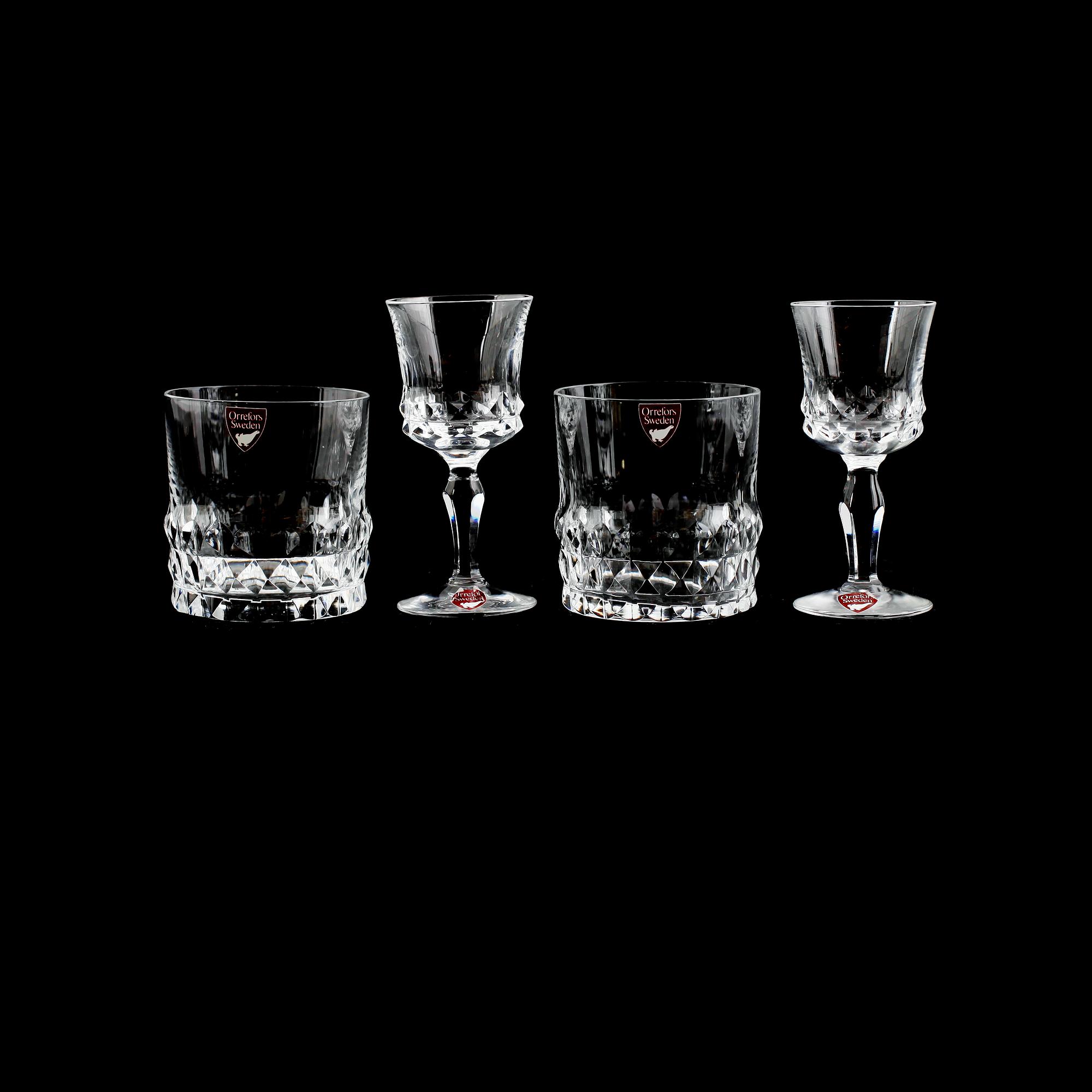 WHISKYGLAS, 9 ST SAMT LIKÖRGLAS, 12 st, "Silvia", Orrefors.