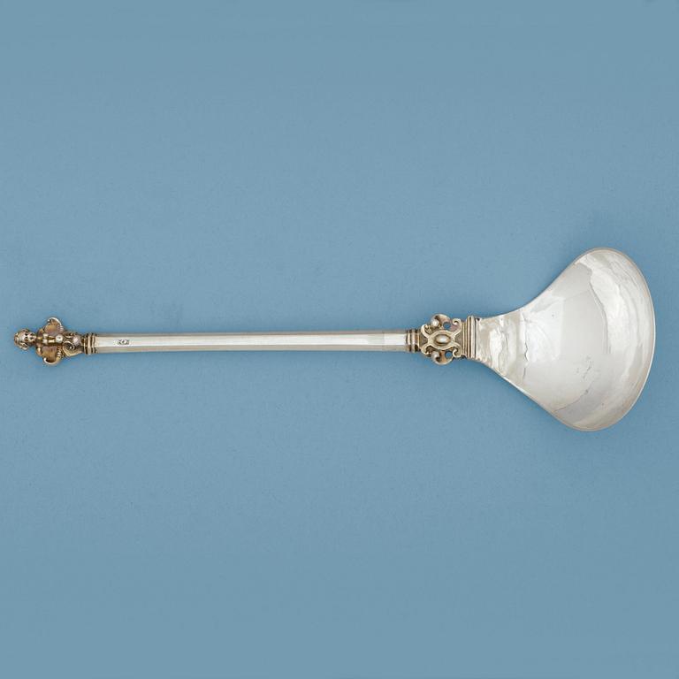 A Polish late 16th century parcel-gilt spoon, unmarked.