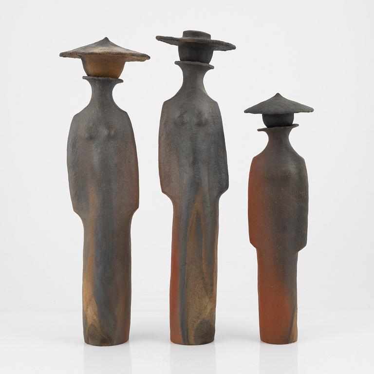 Anders Gottfridsson, three earthenware sculptures/bottles, signed.