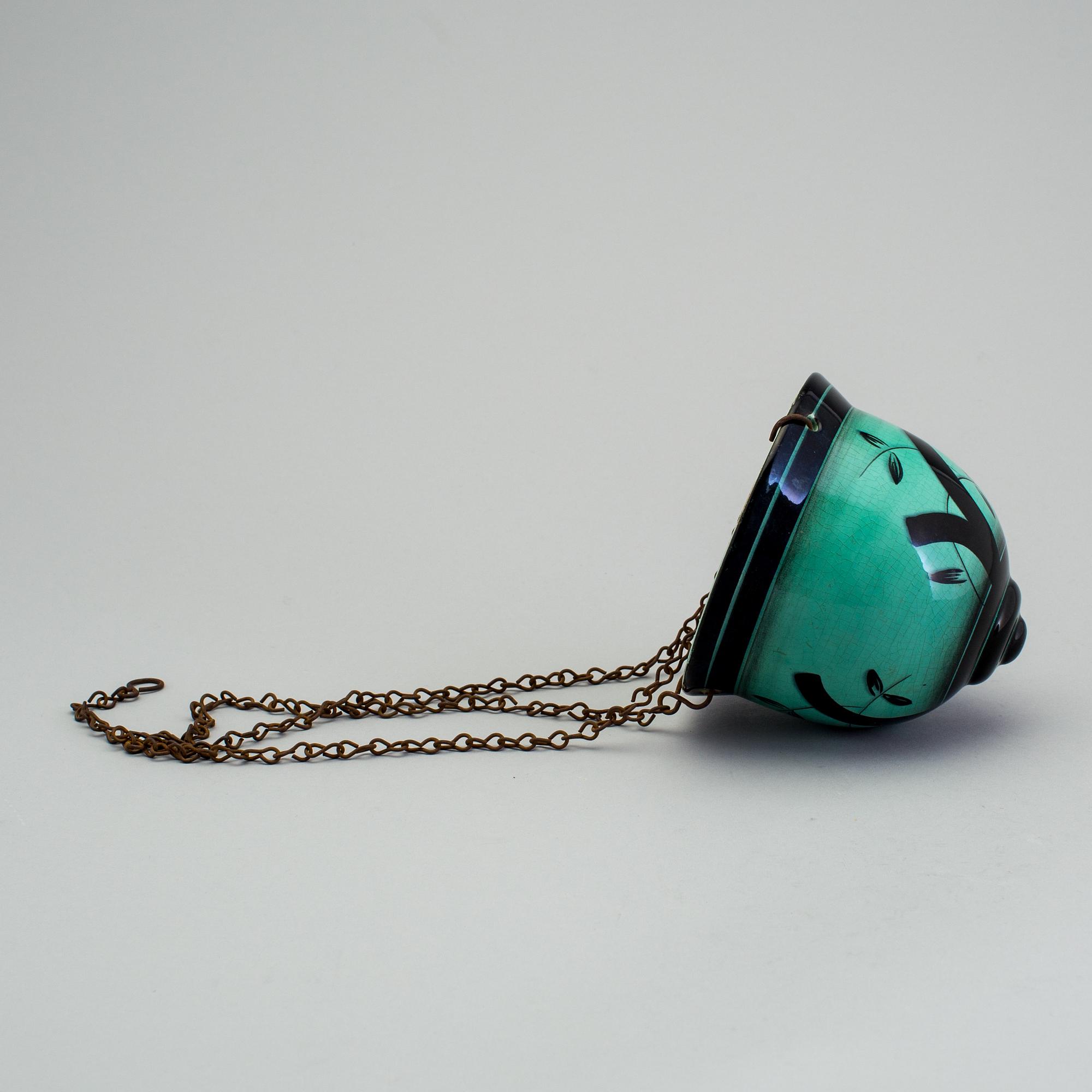 ILSE CLAESSON, "Serie V", ampel i flintgods, Rörstrand 1930-tal.