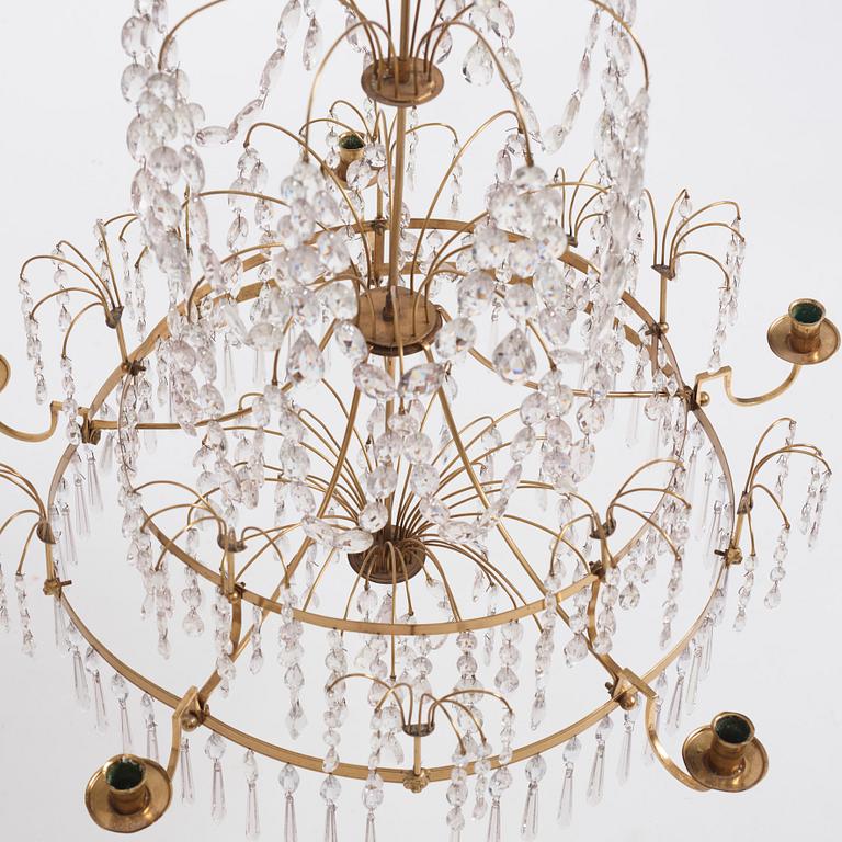A late Gustavian five-light chandelier, late 18th century.