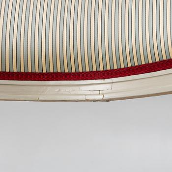 A late Gustavian style armchair, late 20th Century.