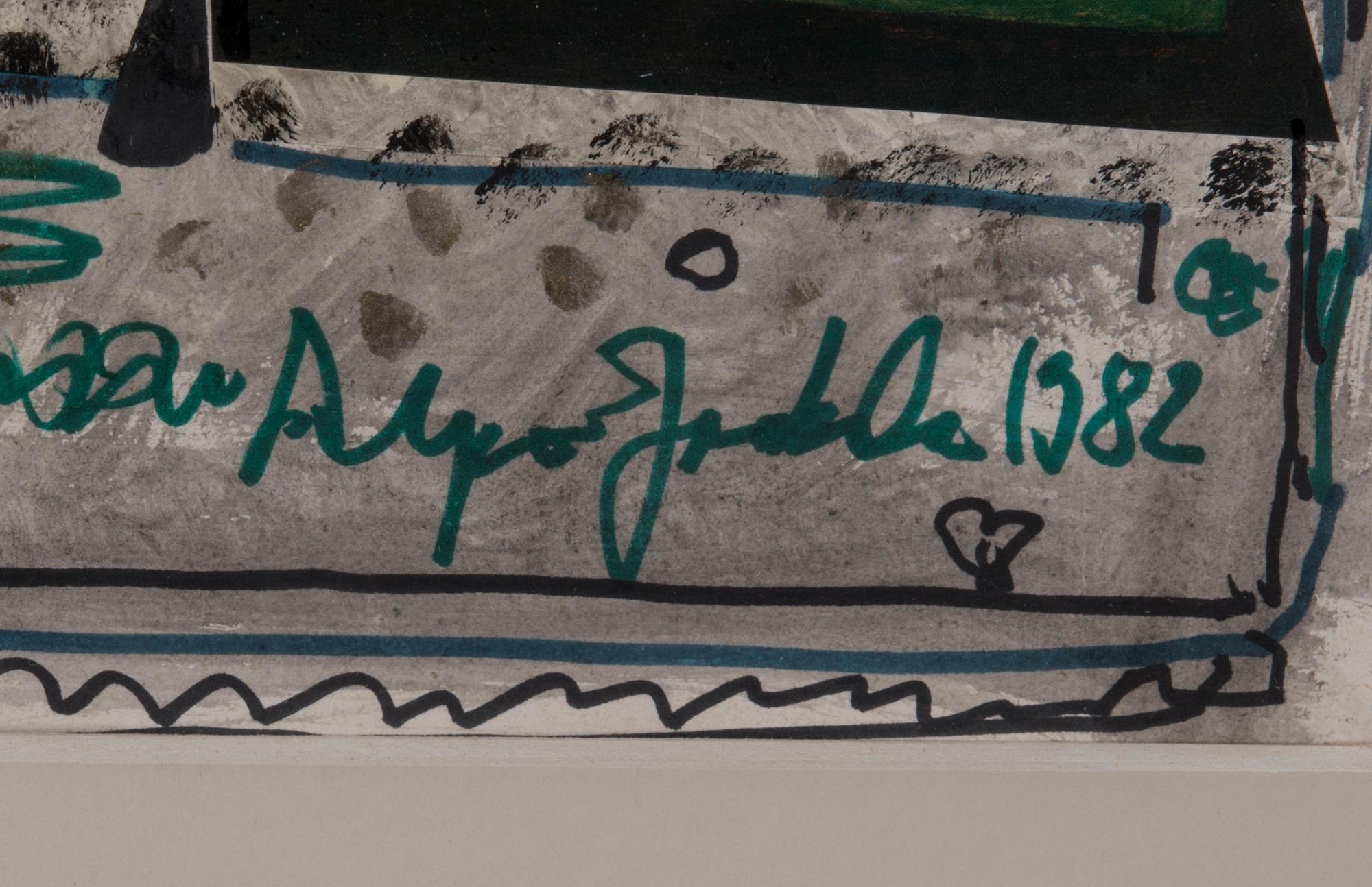 ALPO JAAKOLA, blandteknik på papper, signerad och daterad 28.2.1982.