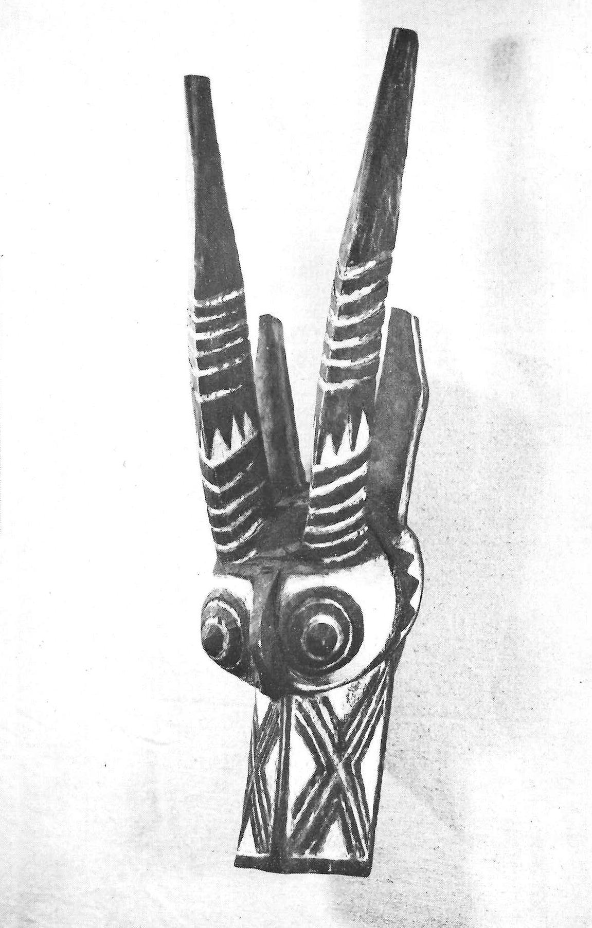 HEADDRESS Tshiwara/Ciwara (stylized male antelope). Wooden sculpture.