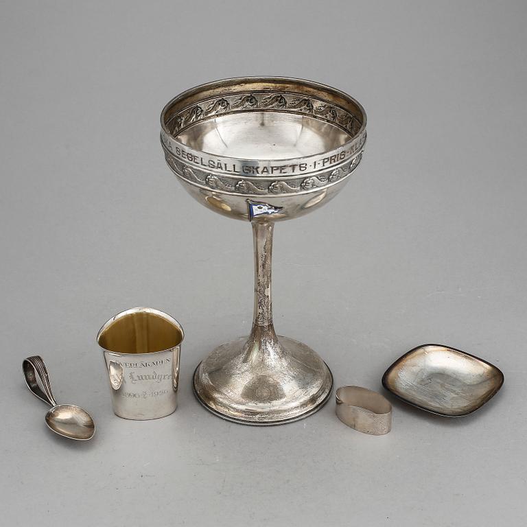 PARTI SILVER, 5 st, CG Hallberg, GAB, Carl Nygren, 1900-tal. Vikt (exl. trofé) 195 g.