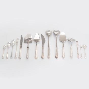 Bestickuppsättning, 53 delar, silver, "Chippendale", finska stämplar, 1972-1992.