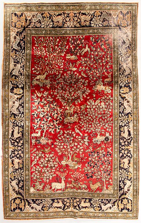 A semiantique silke Ghom carpet c 205X139 cm.