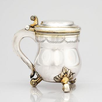 A Swedish 18th century parcel-gilt silver tankard, mark of Carl Klingwall, Västerås 1785.