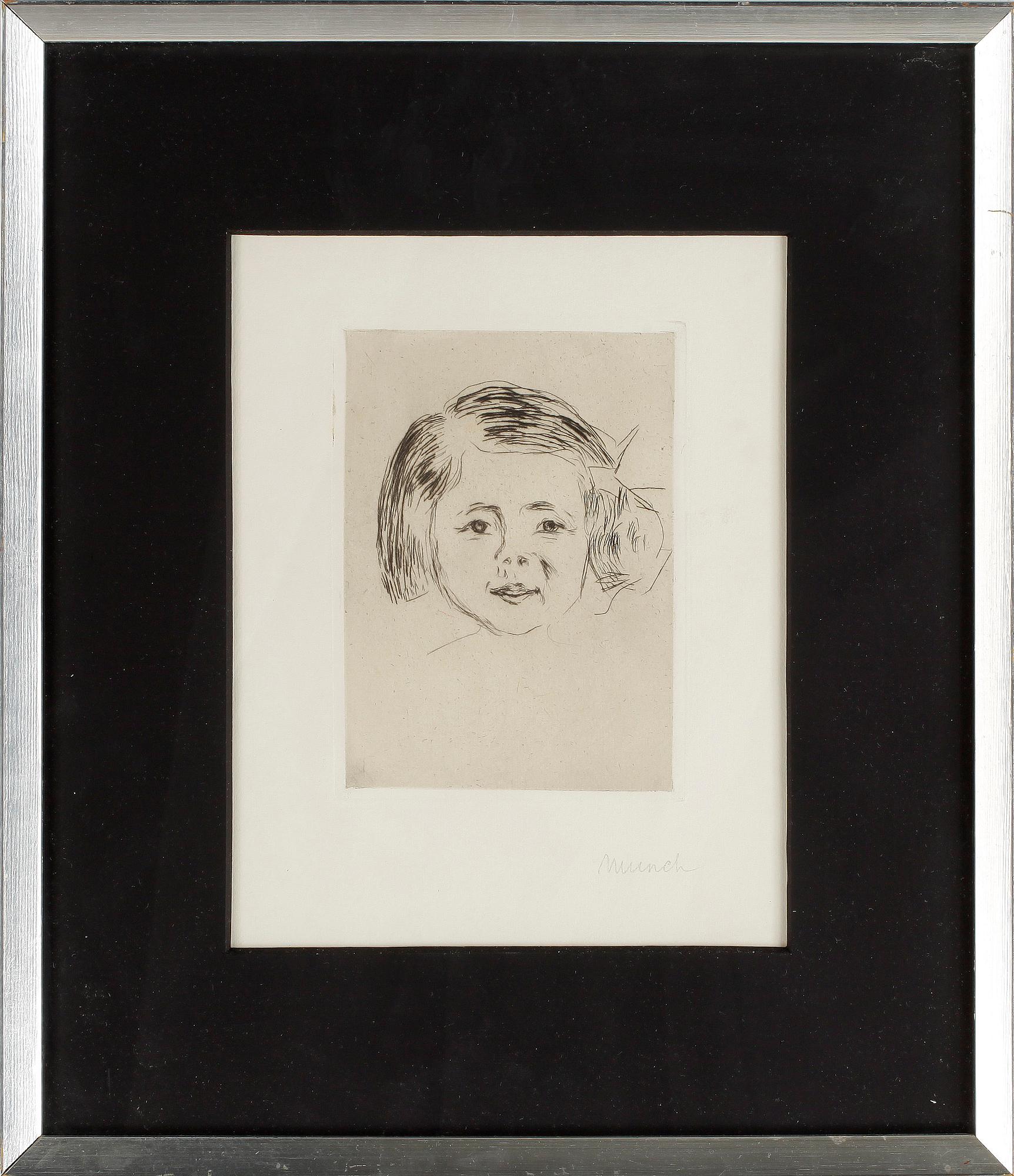 EDVARD MUNCH, Torrnål, 1905. Bär påskrift "Munch" i blyerts.