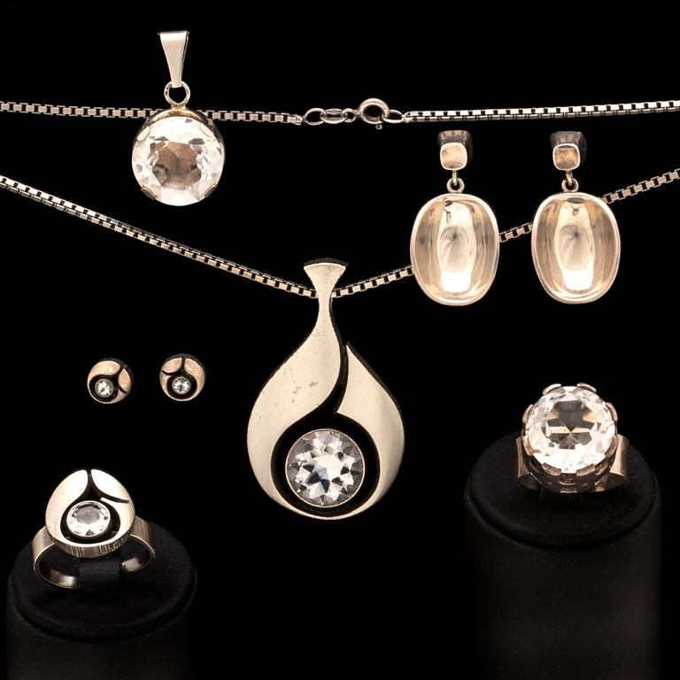 Silver jewellery, rock crystal, Karl Laine, Stigbert and others, 6 lots.