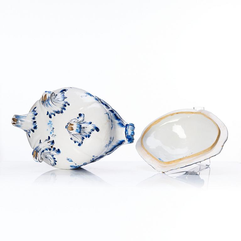 A Swedish Marieberg faience tureen with cover, dated 1765.