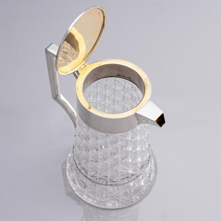 A Russian silver and cut-glass decanter, mark of Otto Maxelius, St. Petersburg around 1890.