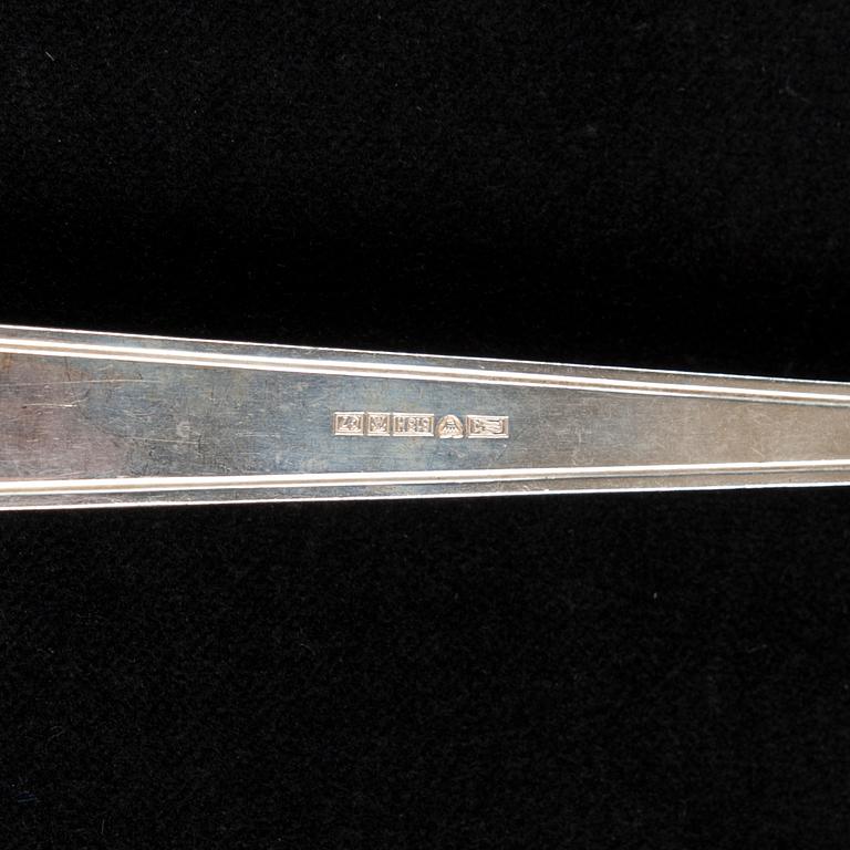 BESTICKUPPSÄTTNING, 102 st, silver, Auran Kultaseppä, Åbo, 1950/60-tal. Totalvikt utan knivar ca 1876 g.
